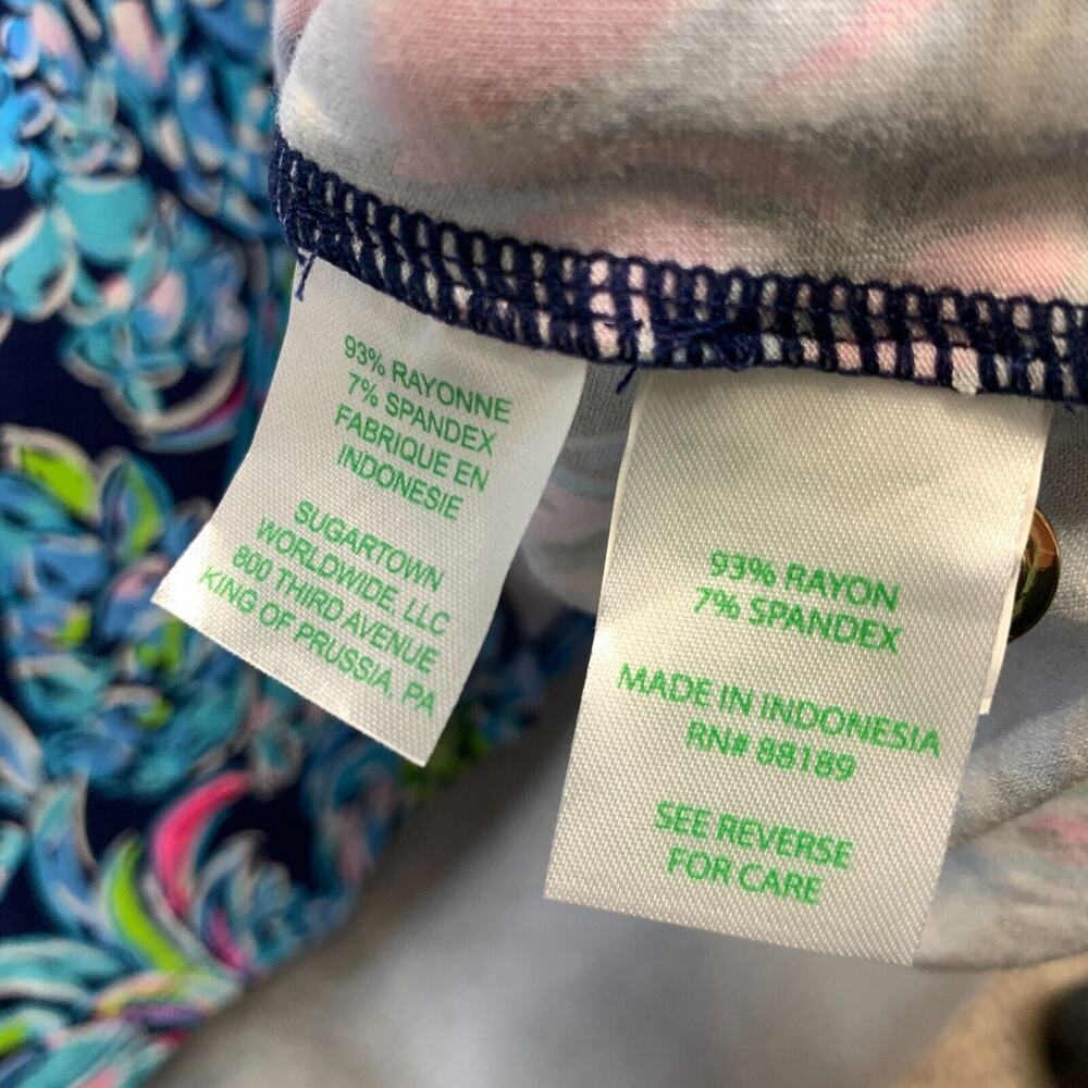 Lilly Pulitzer Kaisley Dress XS High Tide Navy Pineapple Paradise Dual Neck NEW - Picture 12 of 15
